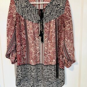 DR2 Pink 3/4 Sleeve Tie Front Blouse